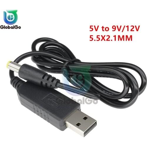 USB Power Boost Line DC 5V to DC 5V / 9V / 12V Power Supply Step UP Module USB Converter Adapter Cable 5.5X2.1MM DC Jack Plug