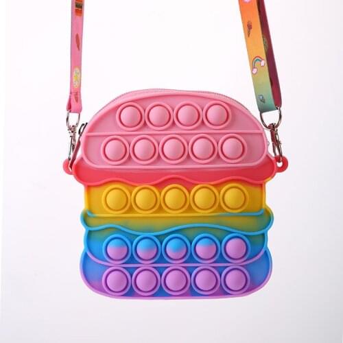 Women Hamburger Shaped Crossbody Bag Silicone Coin Phone Storage Shoulder Pouch Mini Designer Bag