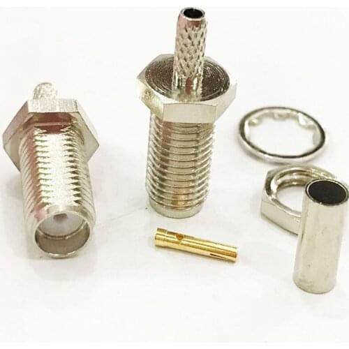 100pcs SMA Connector Female Jack Crimp for RG174 RG316 LMR100 Pigtail Coaxial Cable RF Adapter