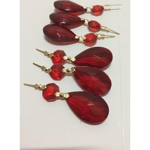 20pcs red chandelier Crystal drop pendant prisms home & wedding decorations