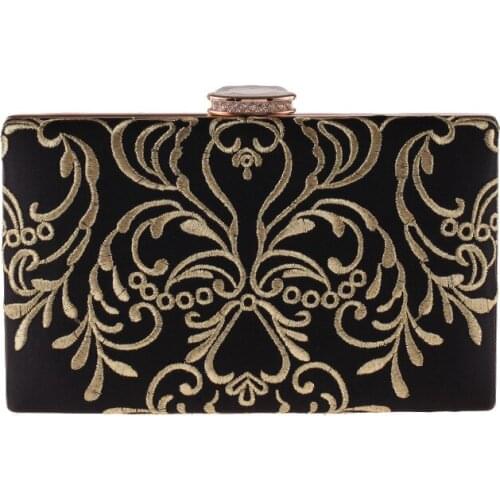 2020 silk embroidery flowers evening bags black wedding clutch wallets diamond hasp party shoulder bags purser wallets MN1492