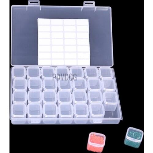 28 Grids Removable Organizer Box Rings Earring Material Sequins Boxes Nail Art Jewelry Storage Case Diamond Painting Accessories