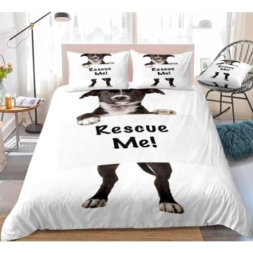 3D Dog Duvet Cover Set Black Dog Bedding Kids Boys Girls Pet Quilt Cover 3pcs Animal Home Textiles White Bed Set Dropship