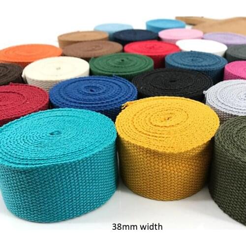 38mm Wide Polyester/Cotton Thick Plain Canvas Belt Webbing Backpack Strap Luggage Accessories Bag Making Sewing Material 5 meter