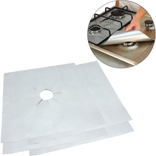 4pcs Gas Cooker Protector Sheets Square Heat Resistant Burner Cooker Protector Washable Reusable Pad 27*27cm Kitchen Accessories