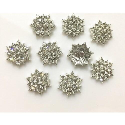 CJSIR 10Pcs 17mm Hexagonal Alloy Metal Rhinestones Diamond Button Crystal Button Diy Girl Hair Accessory Wedding Invitation
