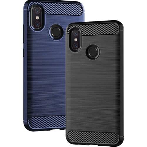 Shock Absorption Cover Soft TPU Anti Scratch Carbon Fiber Back Original Case for Xiaomi Mi 8 Mi8 6.21" Cover Cases