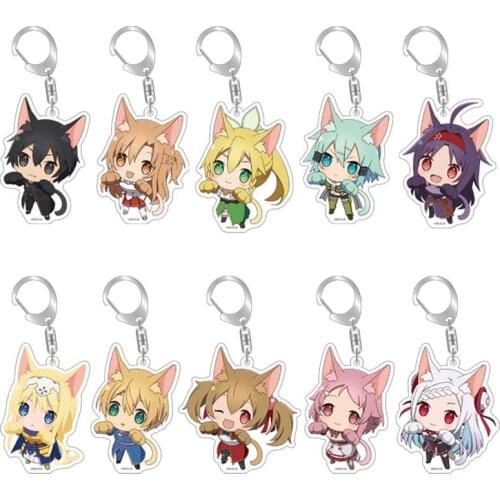 Anime Sword Art Online Kirito Suguha acrylic double sided pendant key chain Llavero