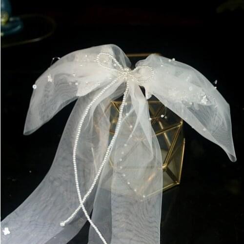 Fairy Beautiful veil bridal headdress bow Headband Hair Band Modelling Ornament Wedding Headdress Wedding