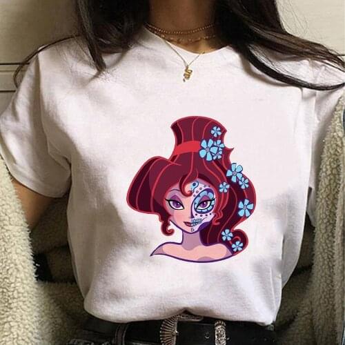 Princess and Day of the Dead Print T-shirt Disney Ropa Aesthetic Design Clothes Fashion Harajuku Lady T Shirt Summer Streetwear