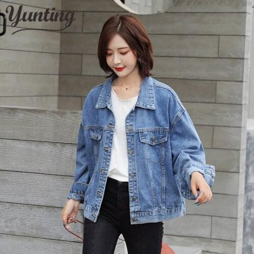 Women 2021 New Spring Outwear Denim Coat Solid Turn Down Collar Cotton Jacket For Female