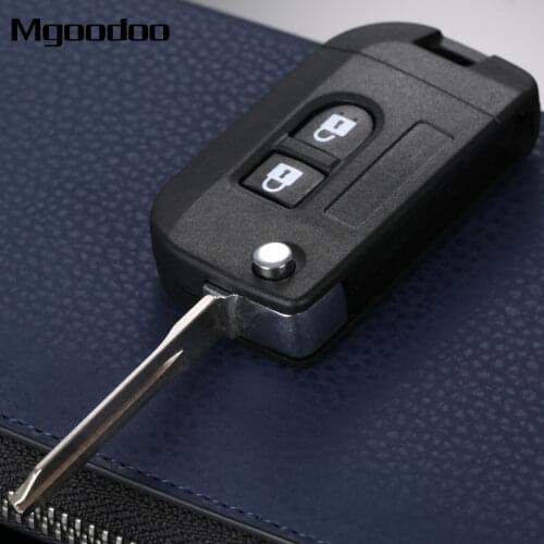 Mgoodoo 2 Buttons Flip Folding Remote Key Shell Car Case FOB Cover For Nissan Micra Note Navara Almera Replacement Key Case