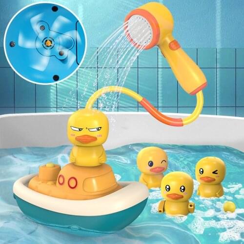 Cute Electric Duck Water Pump Baby Shower Toys, Electric Water Spray Toys, 3 Kinds Of Revolving Ducks Bath Shower Head Toys