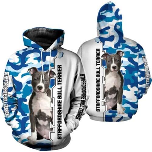 Cute Animal STAFFORDSHIRE BULL TERRIER NewFashion Long Sleeves 3DPrint Zipper/Hoodies/Sweatshirts/Jacket/Men/women D-02291