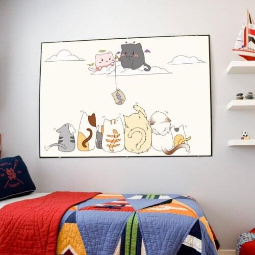 Cute Cat Wall Stickers for Kids Rooms Cartoon Layout Bedroom Room Decor Wallpaper Living Room Sofa Backdrop Wall Decoration