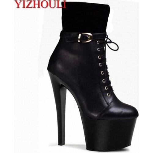 Winter New 15-17cm Womens Short Boots Fashion buckle Decoration 6 inch High Thin Heels Side Zipper Female Ankle Boots