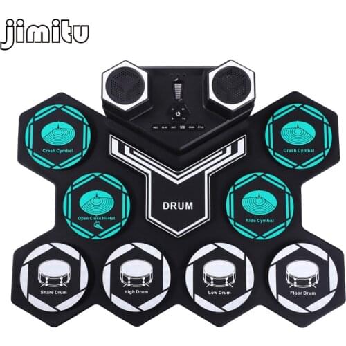 New WERSI Portable Electronic Drum Hand Roll Electronic Drum Flashing Light Bluetooth Drum Set Built-in Lithium Battery