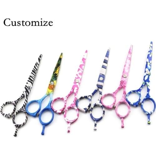 Customize professional Japan 440c 5.5 inch color hair scissors cutting salon makas haircut shears barber hairdressing scissors