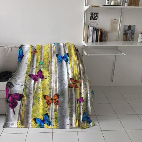 Bedroom Warm Blankets Butterfly Birch Forest Color Sofa Throw Blankets Childrens Baby Soft Blankets Airplane Portable Blanket