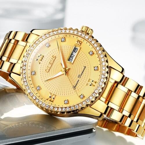 OLEVS Hot Selling Watch Full Gold Quartz Watch Diamond Mens Watch