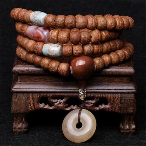 Original Design Nepalese Phoenix-eye Bodhi Seed 13mm*108 Antelope Horns Safety Buckle Pendant Prayer Beads Bracelets or Necklace
