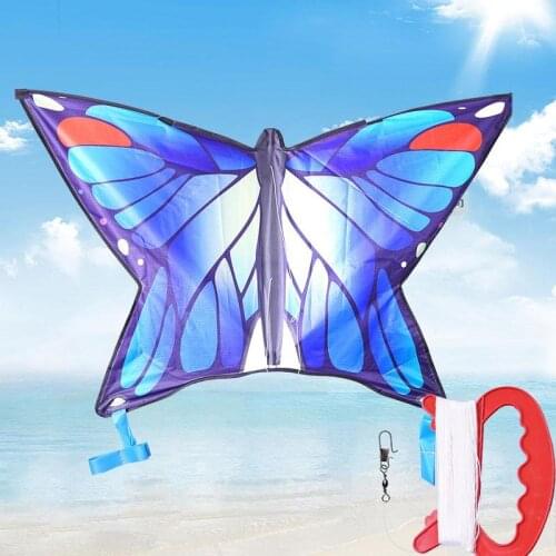 Outdoor Gradual Blue Butterfly Kite With Control Handle And 30m Kite Line Outdoor Butterfly Hard-winged Kite Flying Toy For Kids