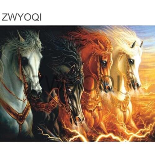 Full Round Diamond embroidery Horse animal 5D DIY Diamond painting Cross stitch Horse Full Square Diamond mosaic Horse animal