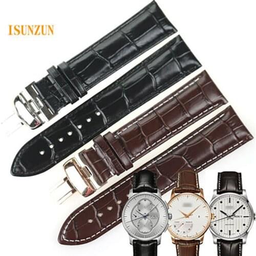 ISUNZUN Watch Band For Mido Baroncelli M8605 M005.430 Genuine Leather Watch Strap 22MM Leather Waterproof bracelet Watchband