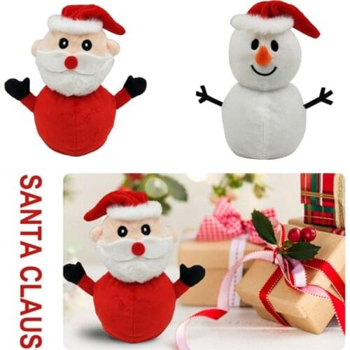 Christmas Reversible Santa Snowman Toy Cute Double Sided Flip Plush Doll Gift B36E