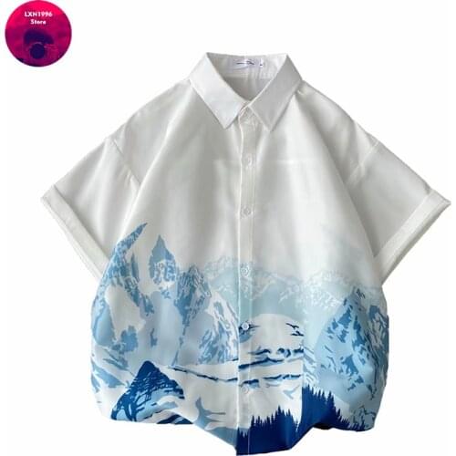 Summer Mens Shirts Youthful Vitality Fashion Streetwear Harajuku Short Sleeve Shirts Men Casual Men Clothing Printed Shirt Men