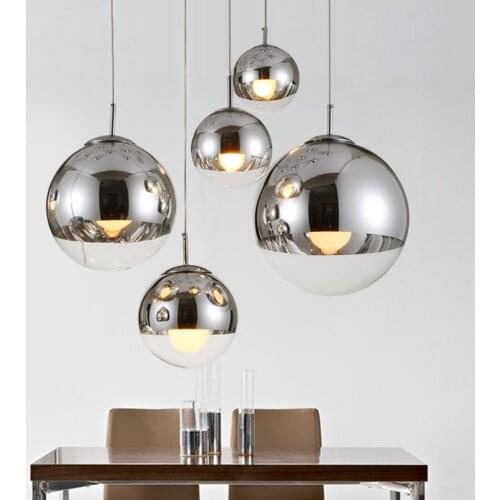 Kobuc Modern led chandelier lighting Gold Silver Mirror Ball Hanglamp Globe Glass Lamp Kitchen Living Room Bedroom Nordic Lamp
