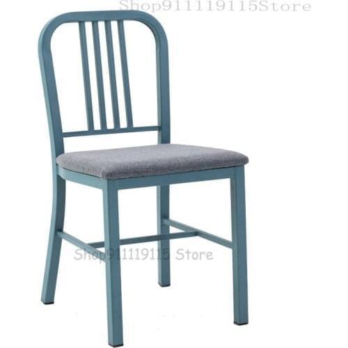 American Navy Chair With Cushion Comfortable Design Iron Chair Back Leather Dining Chair Country Loft Furniture Square Tube Chai