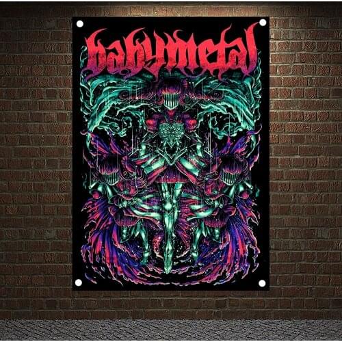 Rock Theme Scary Bloody Wall Art Flag Banner Canvas Printing Wall Chart Band Logo Metal Music Posters Mural Wall Decor BABYMETAL