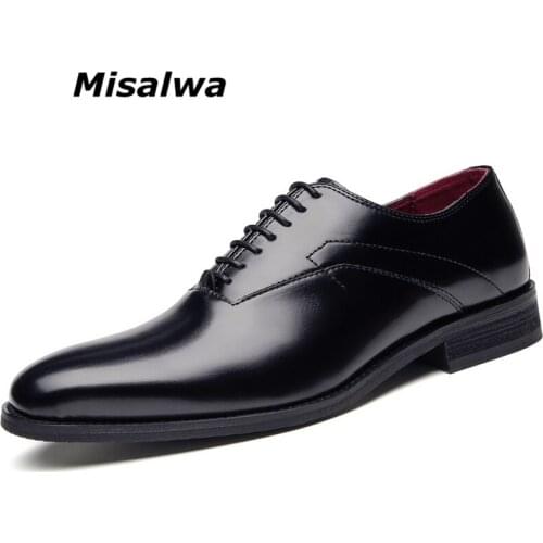 Misalwa Large Size 39-47 British Men Oxford Derby Shoes Black Brown Business Suit Shoes Elegant Gentleman Career Outfits