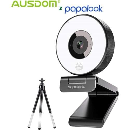 Ring Light Webcam HD 1080P Fixed Focus USB Web Camera with Microphone Light Tripod for PC Twitch Skype OBS Steam