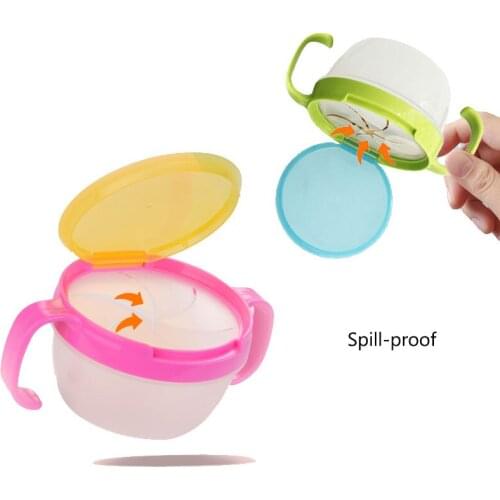 YAS Anti-sprinkling Baby Feeding Bowl with Handles Cover PP BPA FREE Children Kids Snacks Can Biscuit Container Box Baby Feeding