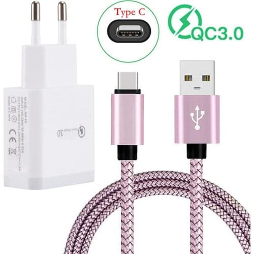 For Samsung A50 QC 3.0 Fast USB Type C Charge Cable Nylon Cord Honor 9X For Huawei Xiaomi Redmi 9 Oppo Realme 7 XT Phone charger