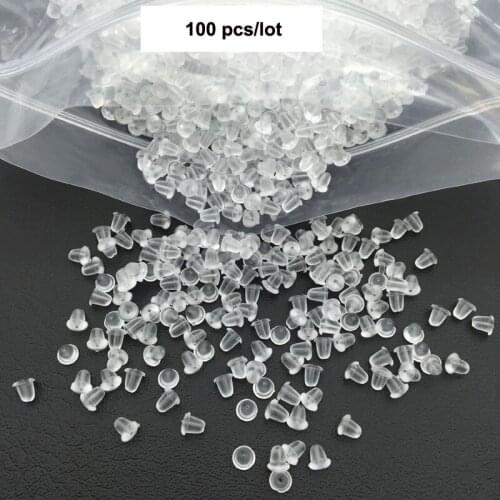 Starbeauty 100pcs Clear Silicone Earnuts Stud Earring Back Stoppers DIY Ear Post Nuts Rubber Rocket Jewelry Findings Components