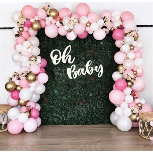 163PCS Retro Pink Balloon Garland Arch Kit Chrome Gold Globos Baby Shower Valentines Day Wedding Kid Birthday Party Decorations