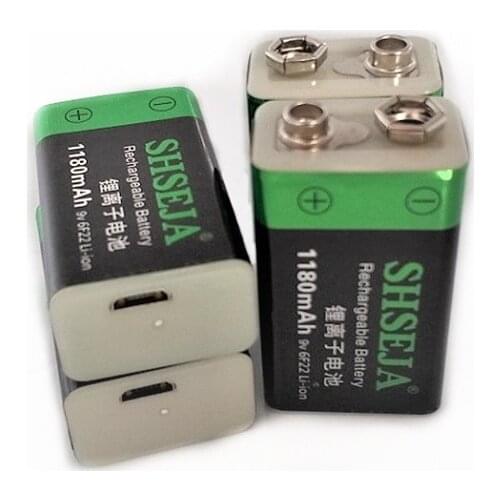 4pcs/lot 9V 1180mAh lithium ion battery 6F22 USB rechargeable battery detector toy rechargeable battery free shipping
