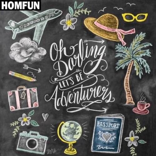 HOMFUN Full Square/Round Drill 5D DIY Diamond Painting "Holiday text" Embroidery Cross Stitch 5D Home Decor Gift A06248