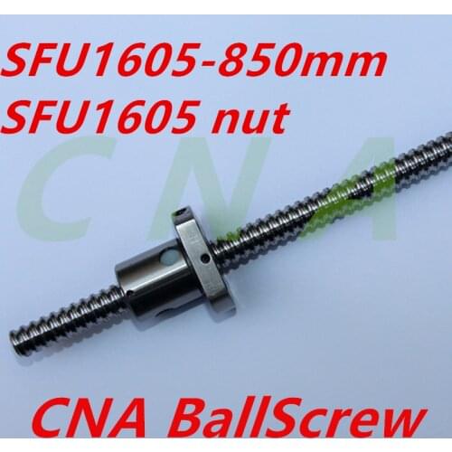 Free Shipping SFU1605 850mm RM1605 850mm Rolled Ball screw 1pc+1pc SFU1605 ball nut no end machined