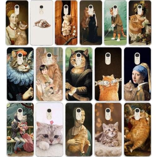 14AA Art Cat gift Soft Silicone Tpu Cover phone Case for Xiaomi Redmi 4A 4x Note 4 4x case