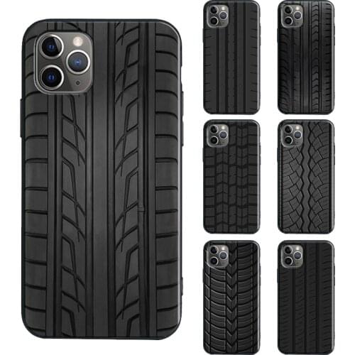 Black Tyre Tread Texture TPU Case For iPhone 11 12 Pro Max mini XR X XS Max 6S 7 8 Plus SE 2020 Cover Funda