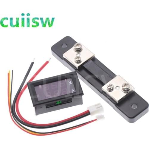 For 0-100V/50A Red Blue Digital Voltmeter Ammeter 2in1 DC Volt Amp Meter W/ Shunt Promotion