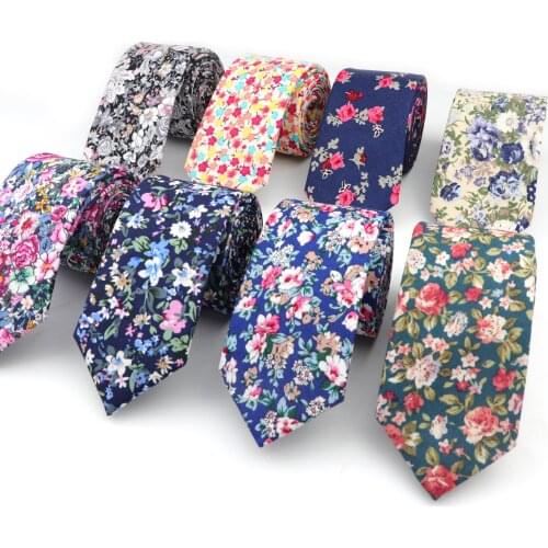 Floral Cotton Vintage Mens Necktie Casual Slim Tie Tulip Rose Gravata Skinny Wedding Business Neckties New Design Men Ties