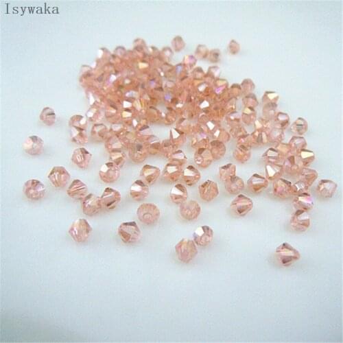 Isywaka Popular Sale Pink AB Color 650pcs 3mm Bicone Austria Crystal Beads Glass Beads Loose Spacer Bead for DIY Jewelry Making