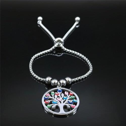 Stainless Steel Colorful Turkey Eye Boy Girl Beads Bracelet Charm for Women/Men Bracelets Jewelry pulseira feminina B5210S01