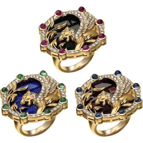 Fashion Women Gothic Style Punk Zircon Leopard Rings Engagement Wedding Party Cocktail Rings Jewelry Gift