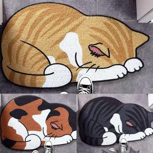 Cartoon Cat Pvc Dog Carpet Doormat Rugs For Entrance Door Bathroom Living Room Floor Stair Kitchen Bedroom Hallway Non-Slip
